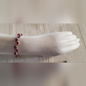 Elegant Silver Rose CZ Gemstone Bracelet